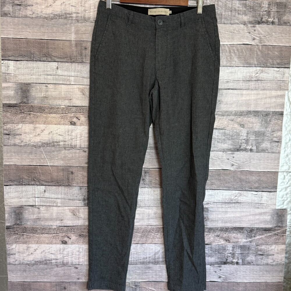 Weston Jon Boucher Linen Blend Pants Mens 30x30 Gray Straight Preppy Business